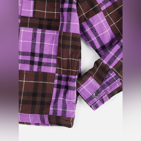 Obey Shirt Jacket Curtis Brown & Purple Plaid Medium (M) - Picture 6 of 8